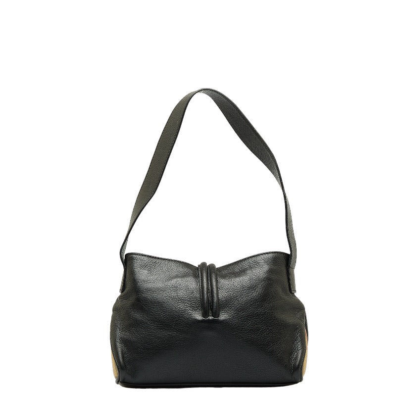 Burberry Nova Check Shadow Horse One-Shoulder Bag Black Beige Leather Ladies Burberry