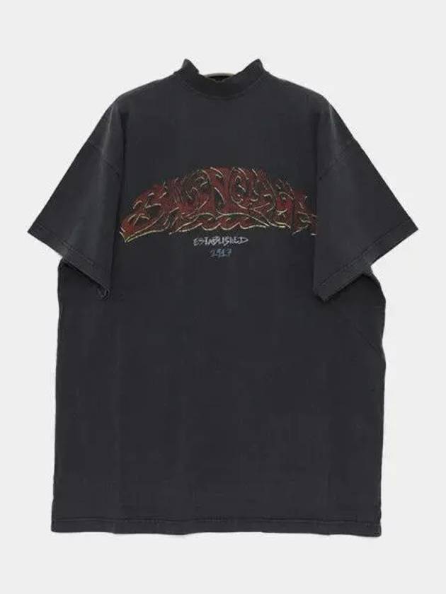 Balenciaga Offshore Oversized Short Sleeve T-Shirt Black Faded
