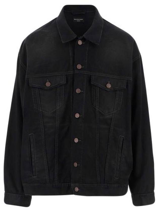 Balenciaga Political Campaign Logo Oversized Denim Jacket Black