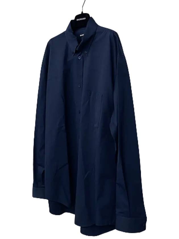 Balenciaga Back Logo Long Sleeve Shirt Navy
