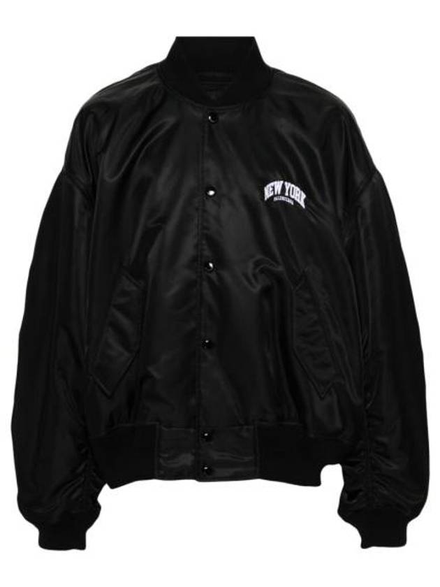 Balenciaga New York Embroidery Bomber Jacket Black