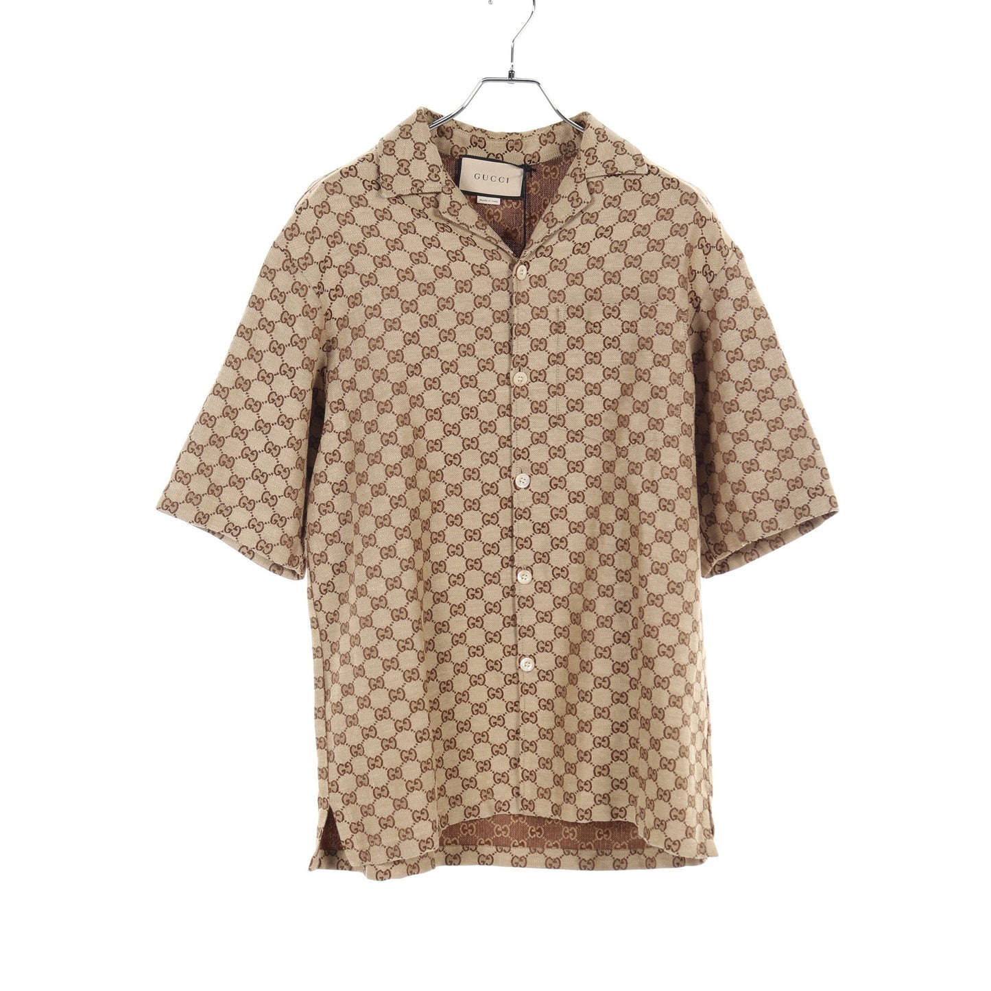 GUCCI GG canvas Shirt Short sleeve Linen Beige Brown