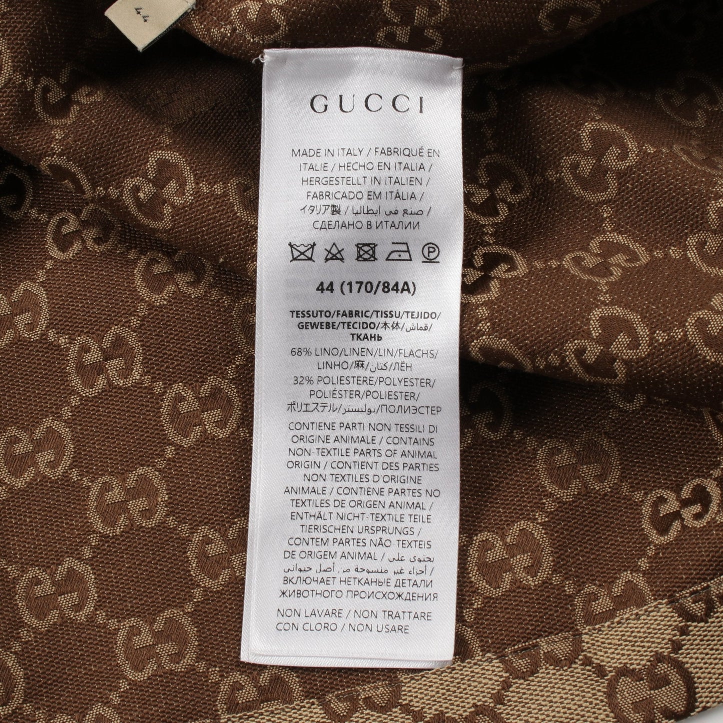 GUCCI GG canvas Shirt Short sleeve Linen Beige Brown