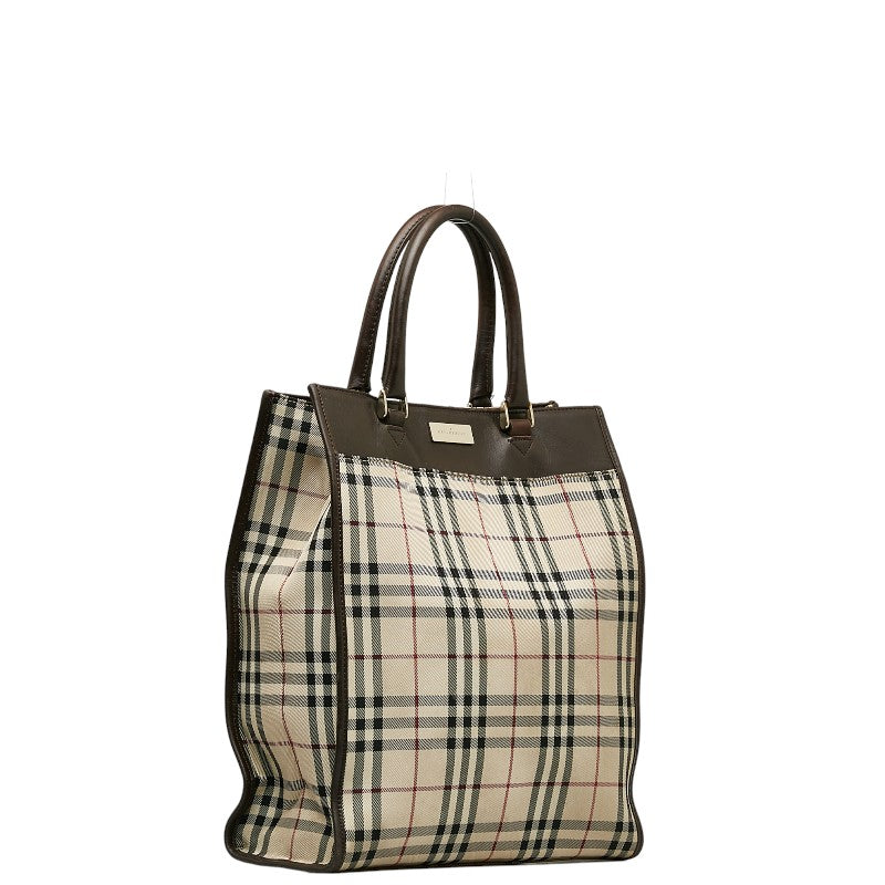 Burberry Nova Check Tote Bag Beige PVC Leather Burberry