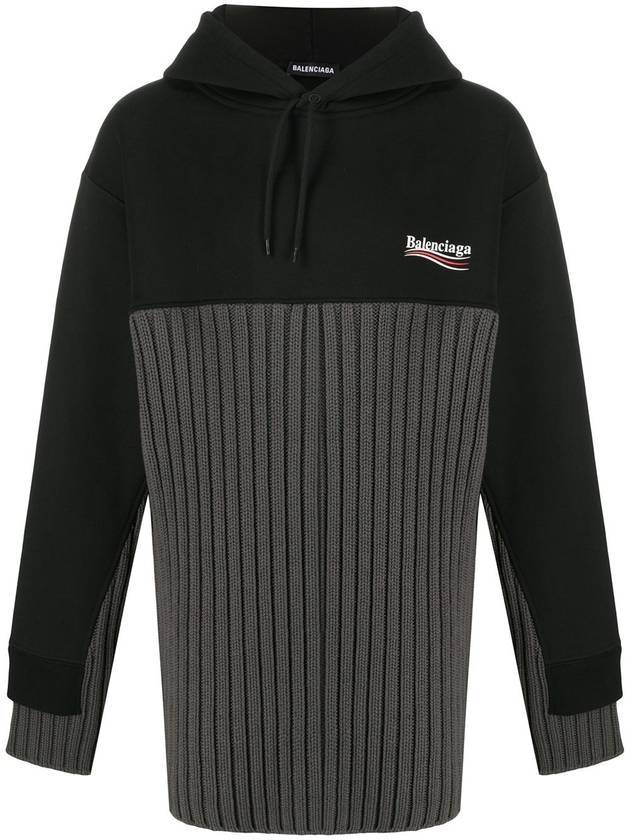 Balenciaga Wave Logo Knit Hoodie Black