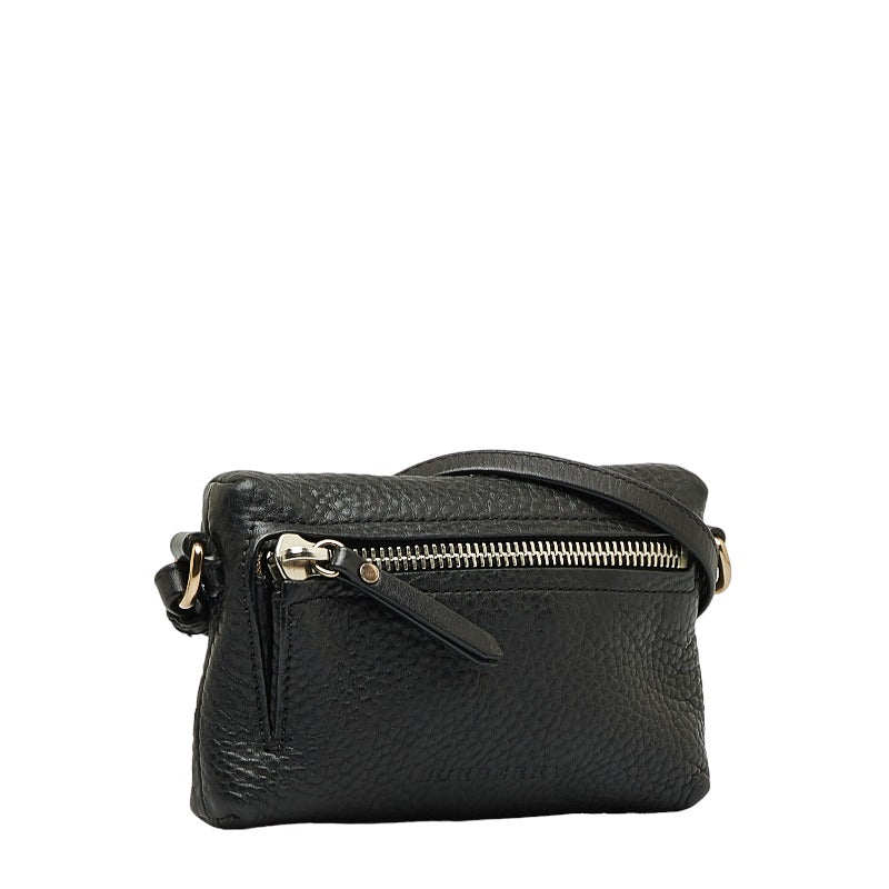 Burberry Nova Check Sliding Shoulder Bag Black Leather Ladies Burberry