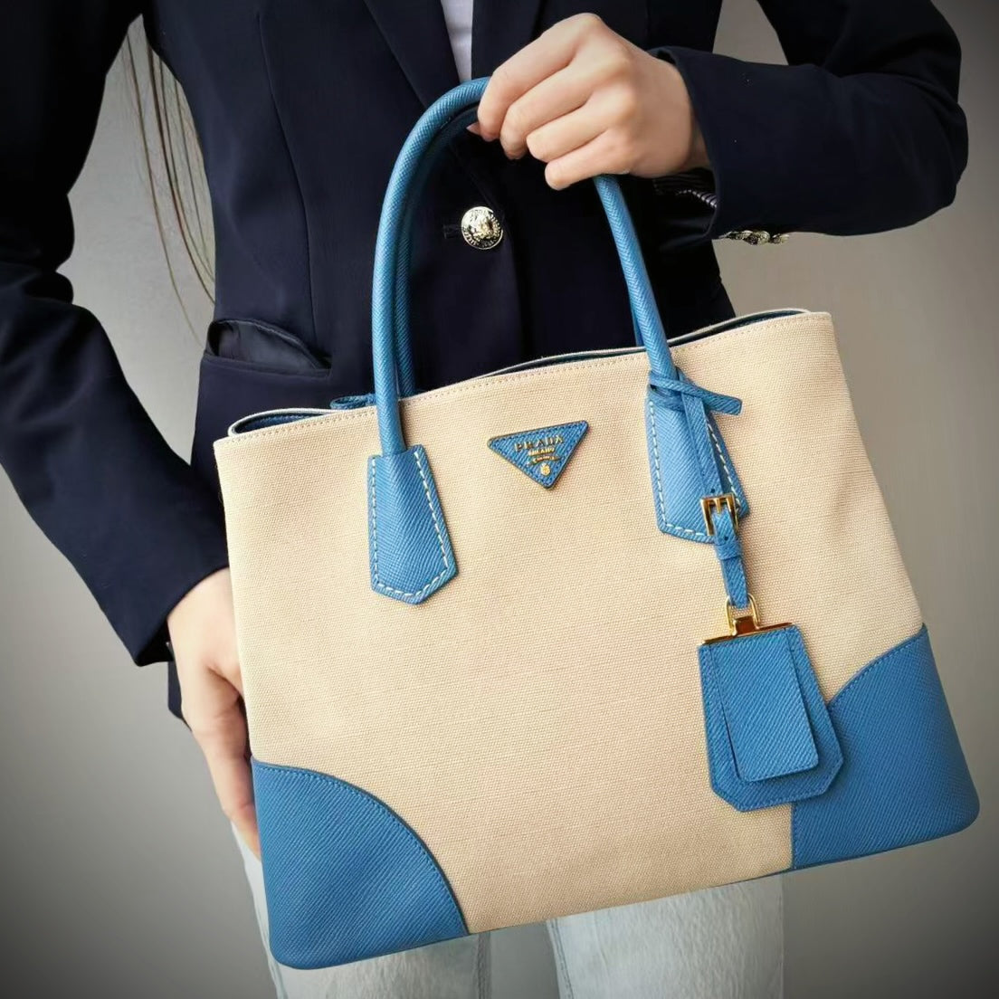 Prada Canvas Canapa Double Bag TWS