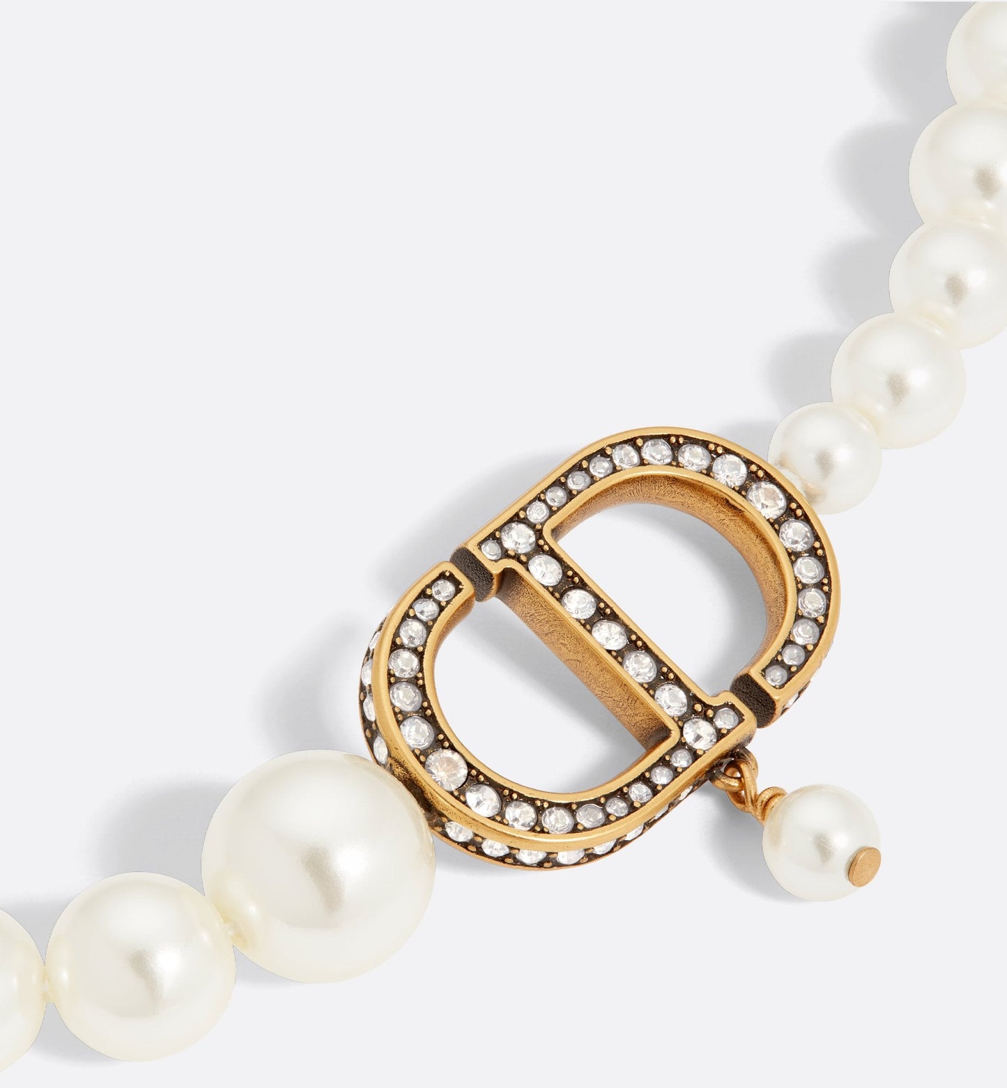 30 Montaigne Bracelet Antique Gold Finish Metal With White Resin Pearls And Silver Tone Crystals