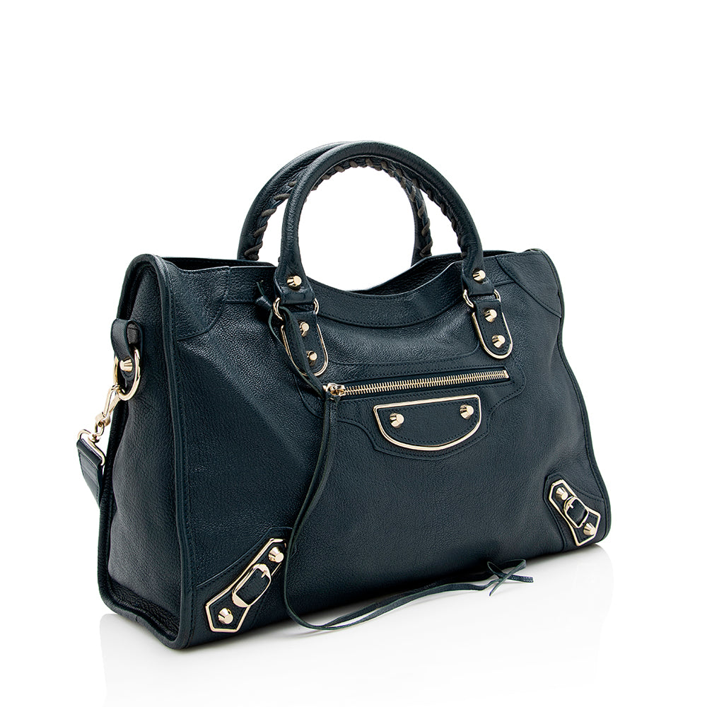 Balenciaga Agneau Metallic Edge City Satchel (SHF-17832)