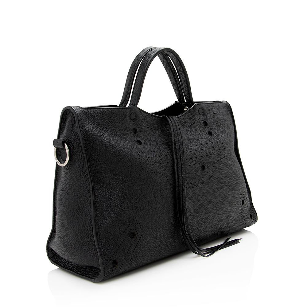 Balenciaga Leather Blackout City Satchel (SHF-16522)