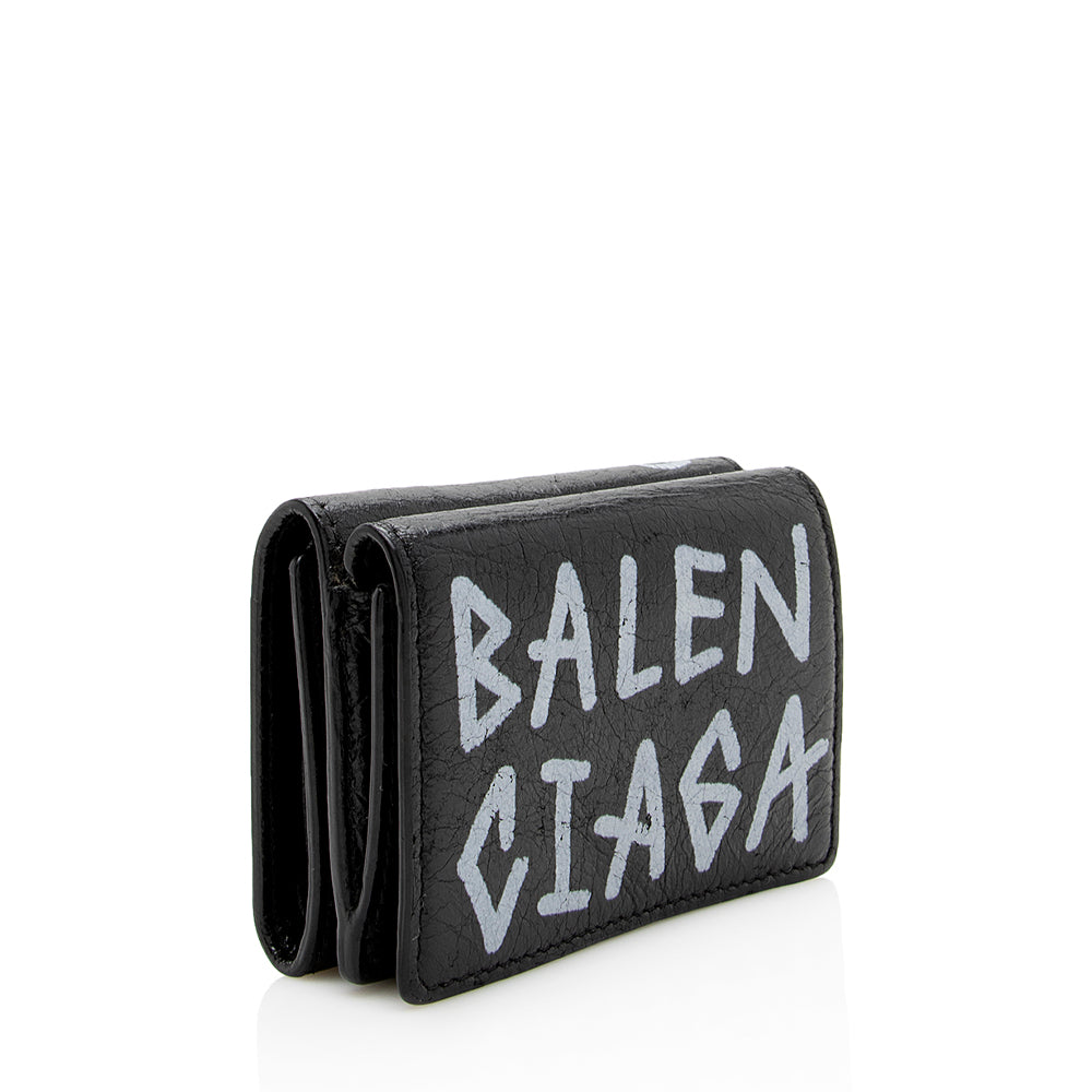 Balenciaga Leather Graffiti Mini Wallet (SHF-16612)