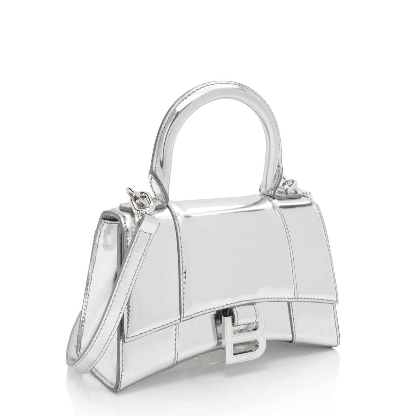 Balenciaga Metallic Calfskin Hourglass XS Top Handle (SHF-jIgLTj)