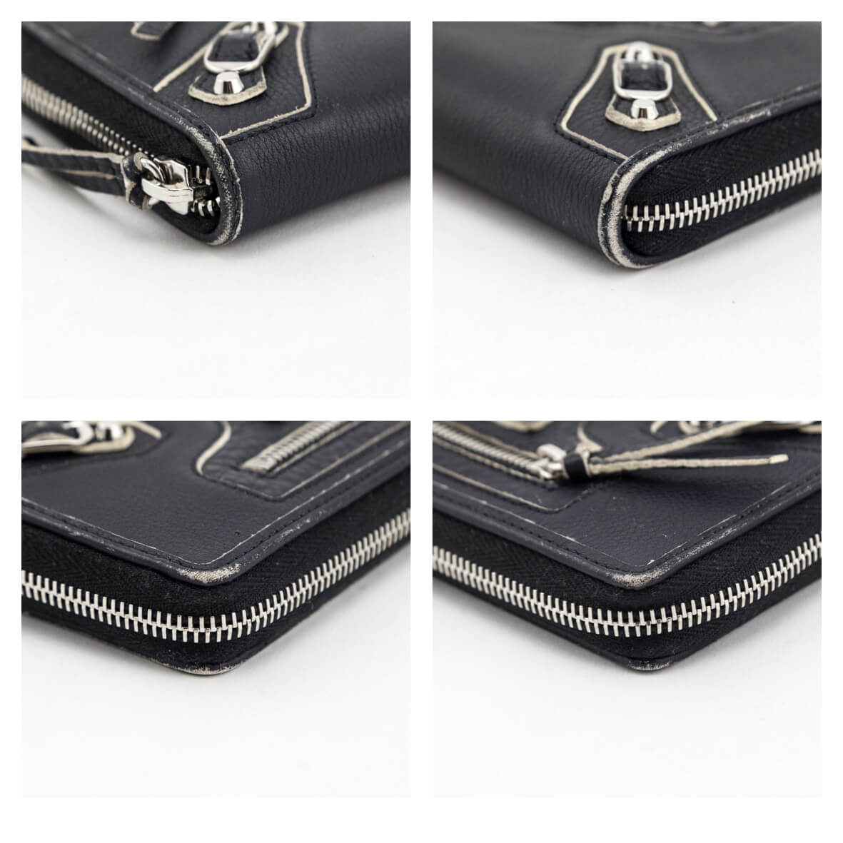 Balenciaga Black Calfskin Classic Highlight Continental Zip Around Wallet