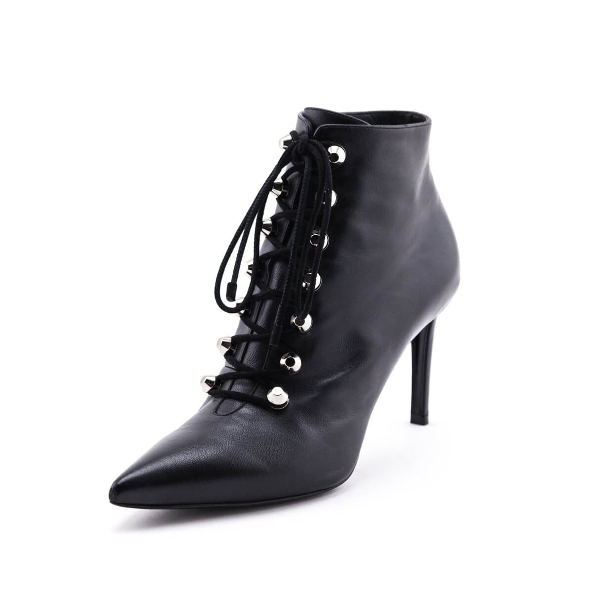 Balenciaga Black Leather Lace up Ankle Boots Size US 9 | EU 39