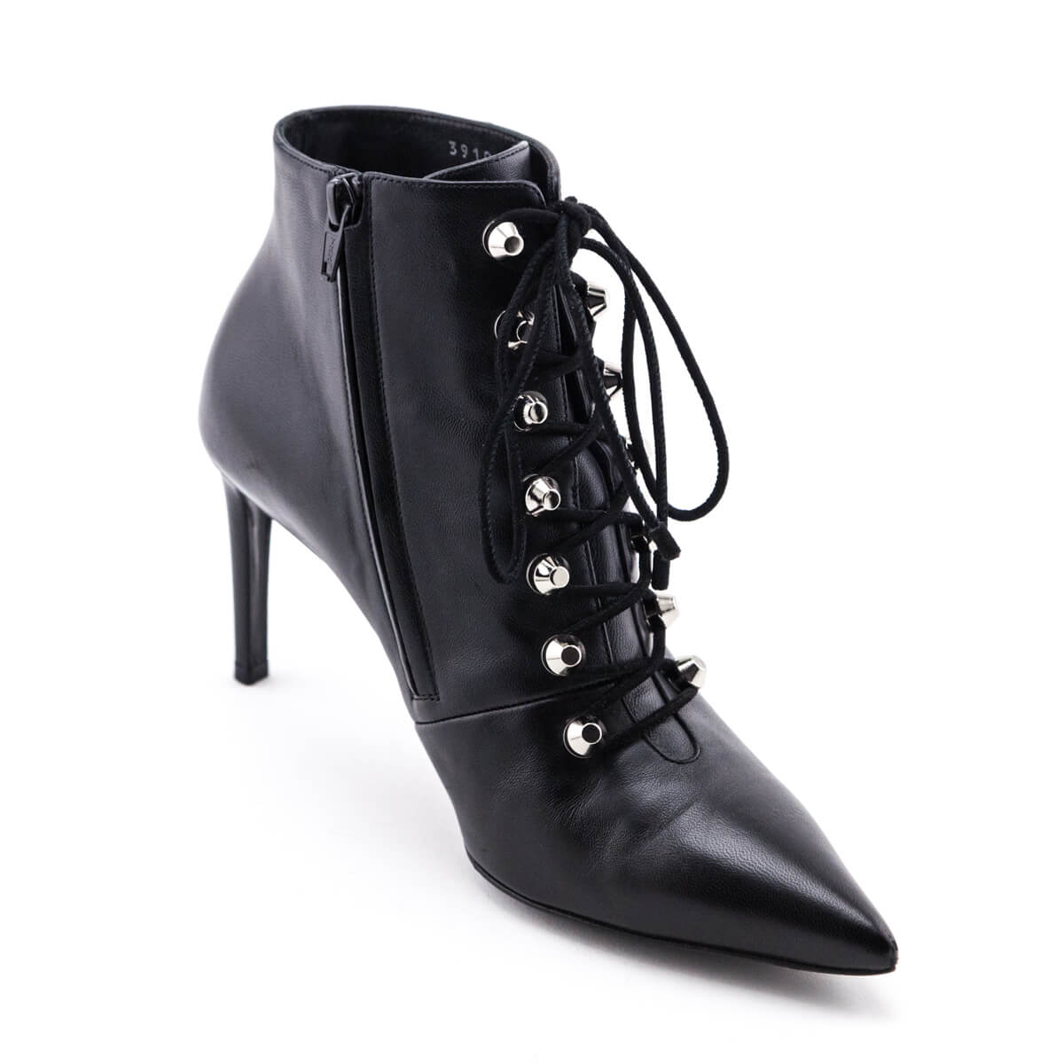 Balenciaga Black Leather Lace up Ankle Boots Size US 9 | EU 39