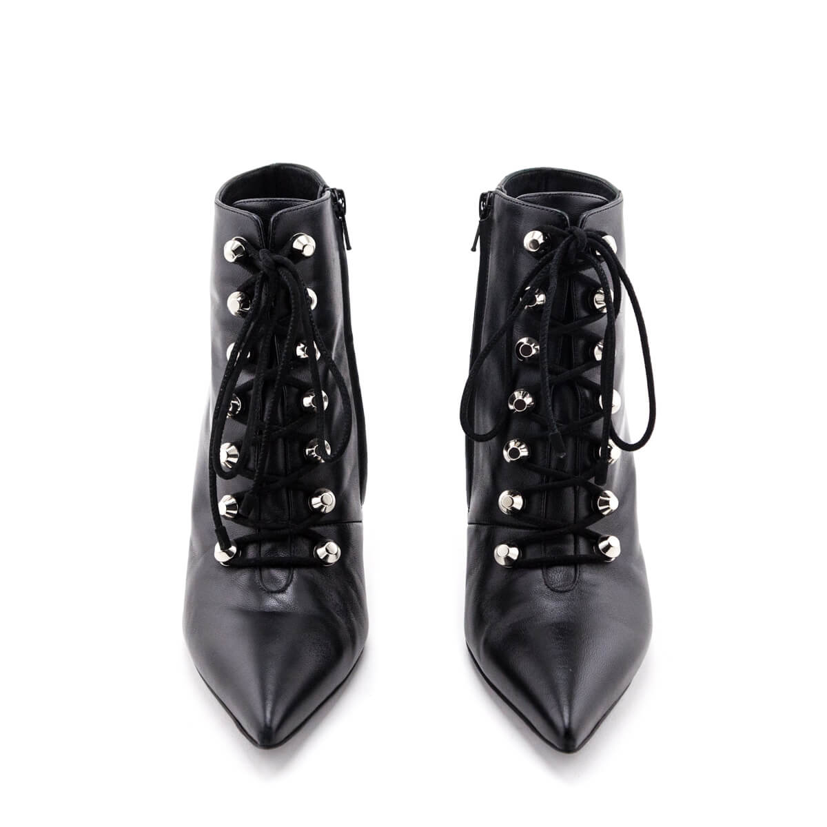 Balenciaga Black Leather Lace up Ankle Boots Size US 9 | EU 39