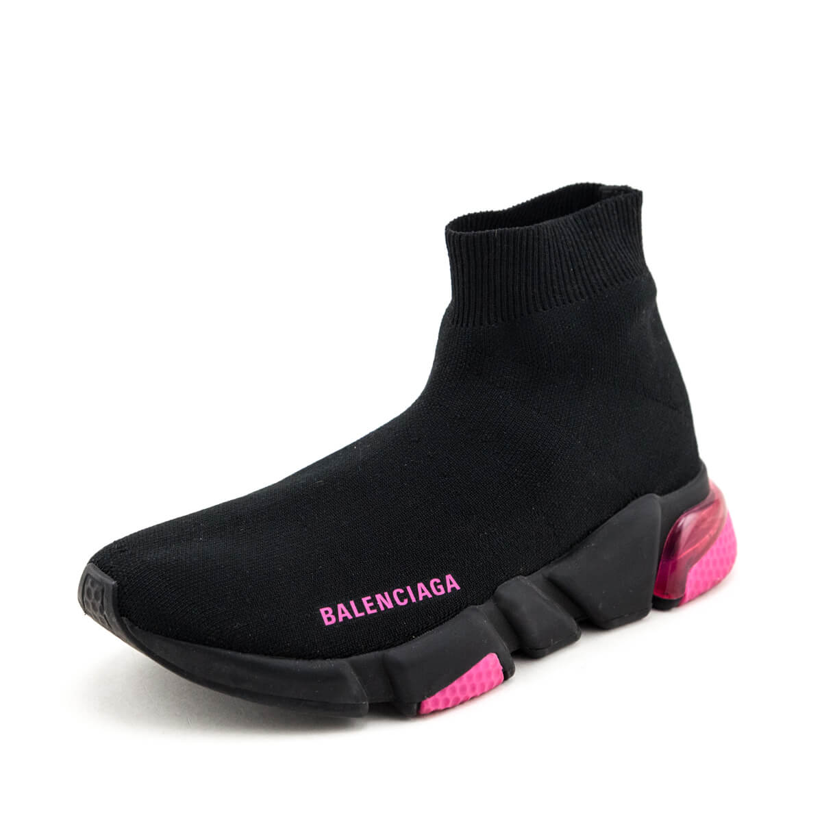 Balenciaga Black & Pink Speed Trainer Bubble Heel Sock Sneakers Size US 7 | EU 37