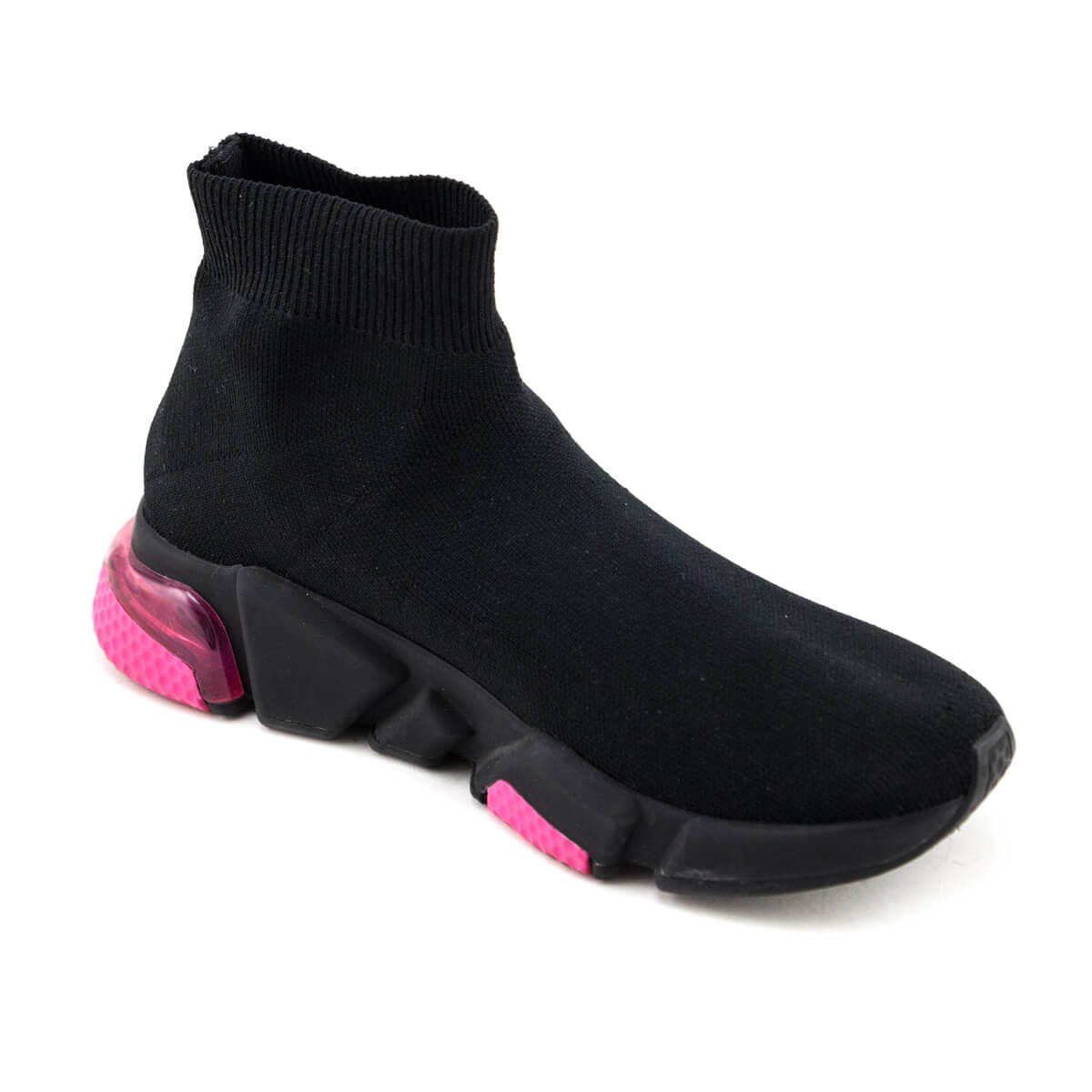 Balenciaga Black & Pink Speed Trainer Bubble Heel Sock Sneakers Size US 7 | EU 37
