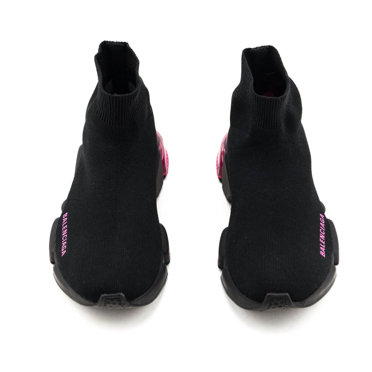 Balenciaga Black & Pink Speed Trainer Bubble Heel Sock Sneakers Size US 7 | EU 37