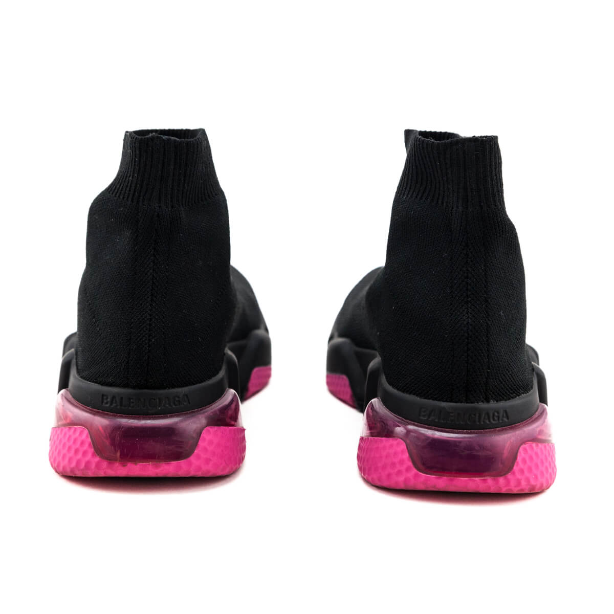 Balenciaga Black & Pink Speed Trainer Bubble Heel Sock Sneakers Size US 7 | EU 37