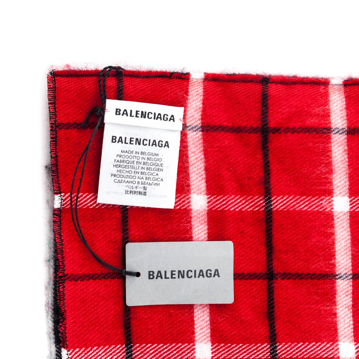 Balenciaga Black & Red Double Faced Check Scarf