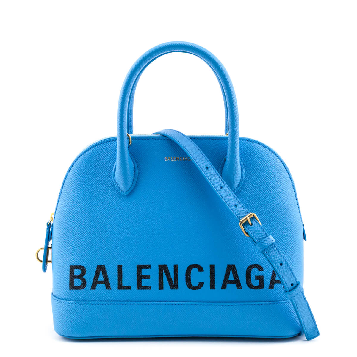 Balenciaga Bleu Turquoise Grained Calfskin S Ville Top Handle Bag