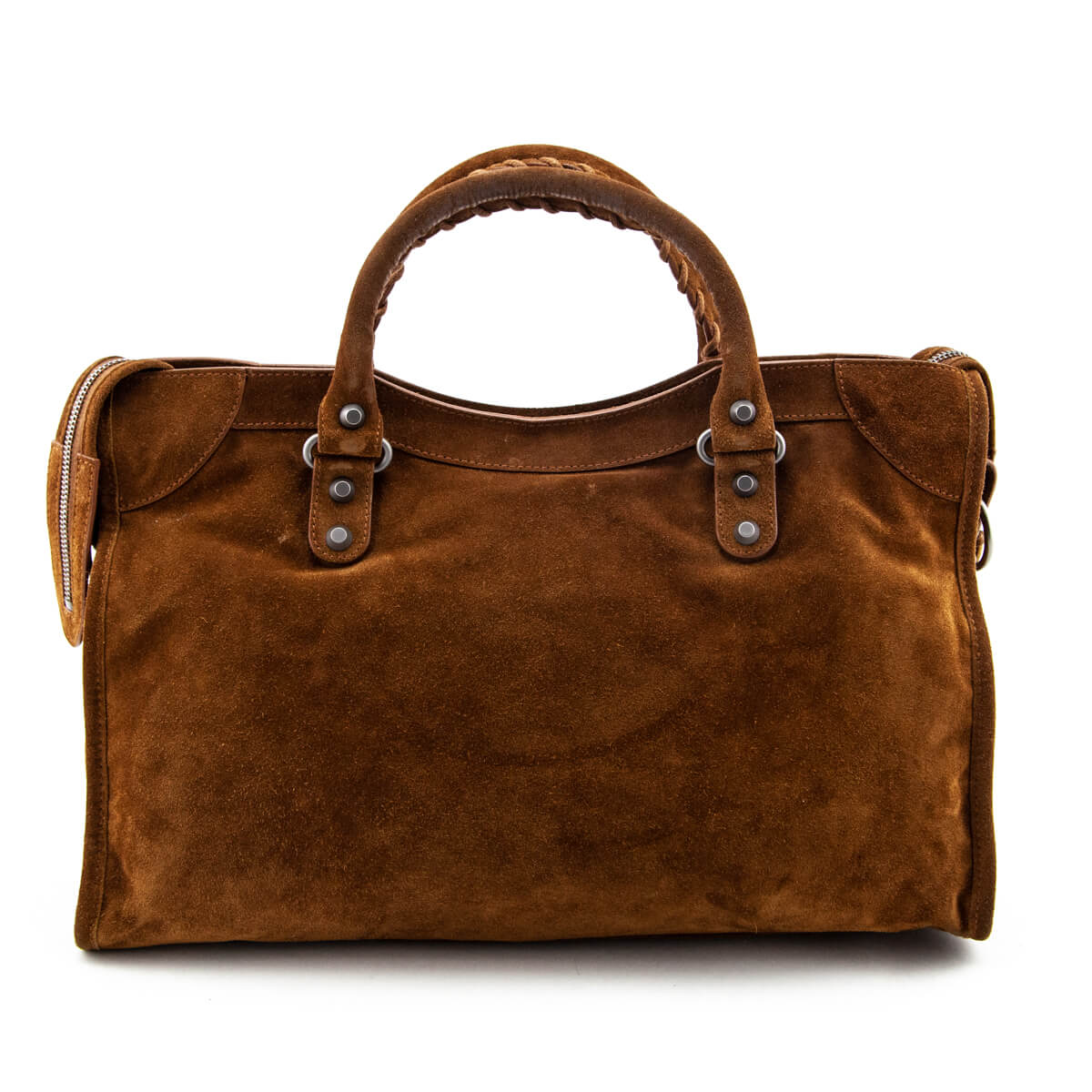 Balenciaga Dark Brown Cumin Suede Motocross Classic City Bag