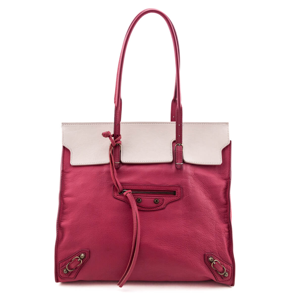 Balenciaga Fuchsia Calfskin Papier Ligne A5 Flap Tote Bag