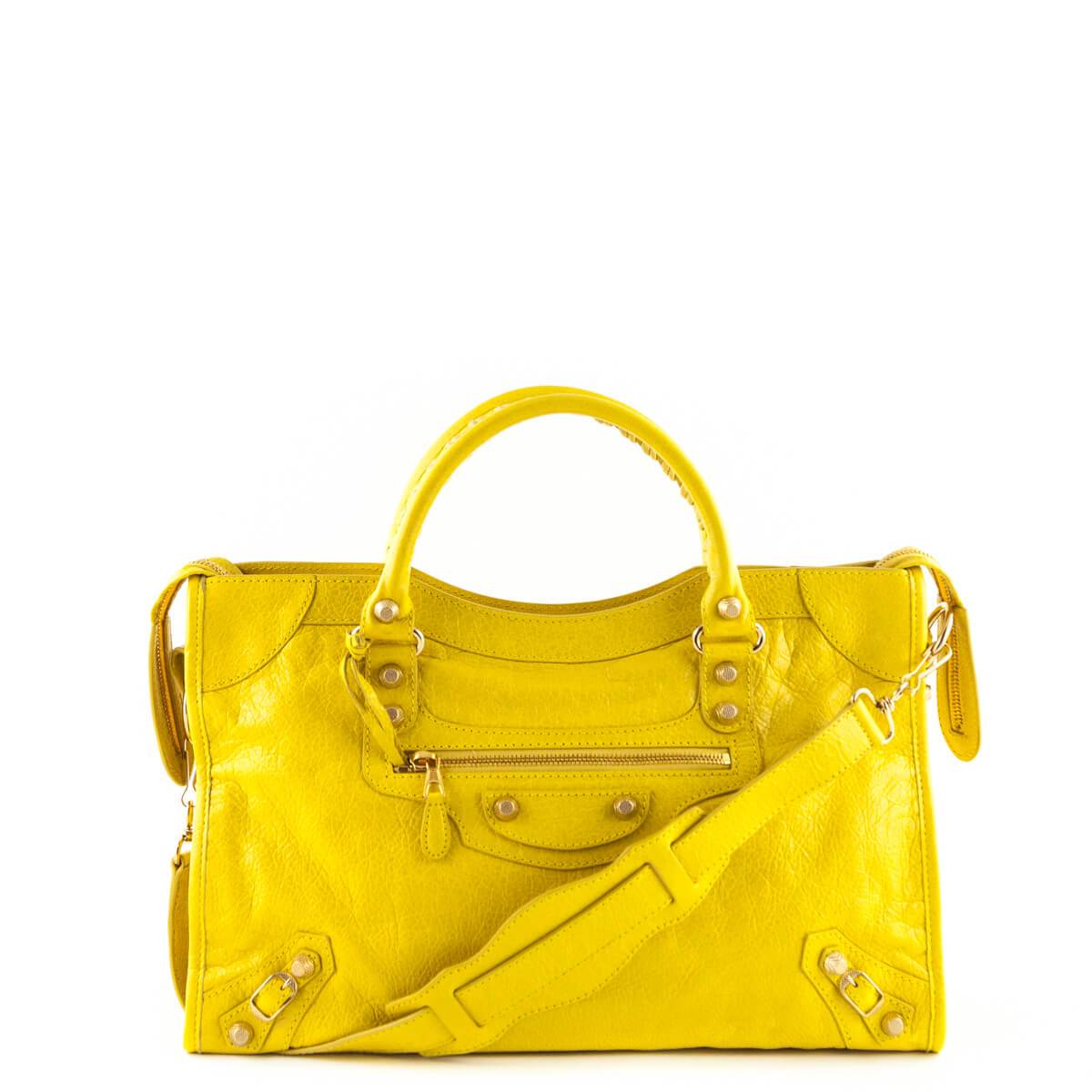 Balenciaga Curry Lambskin Giant 12 Gold City Bag
