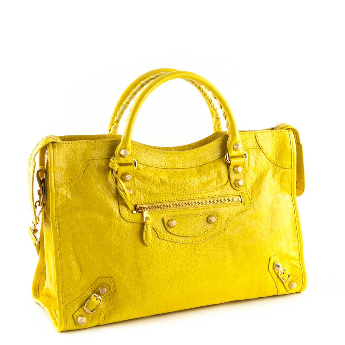 Balenciaga Curry Lambskin Giant 12 Gold City Bag