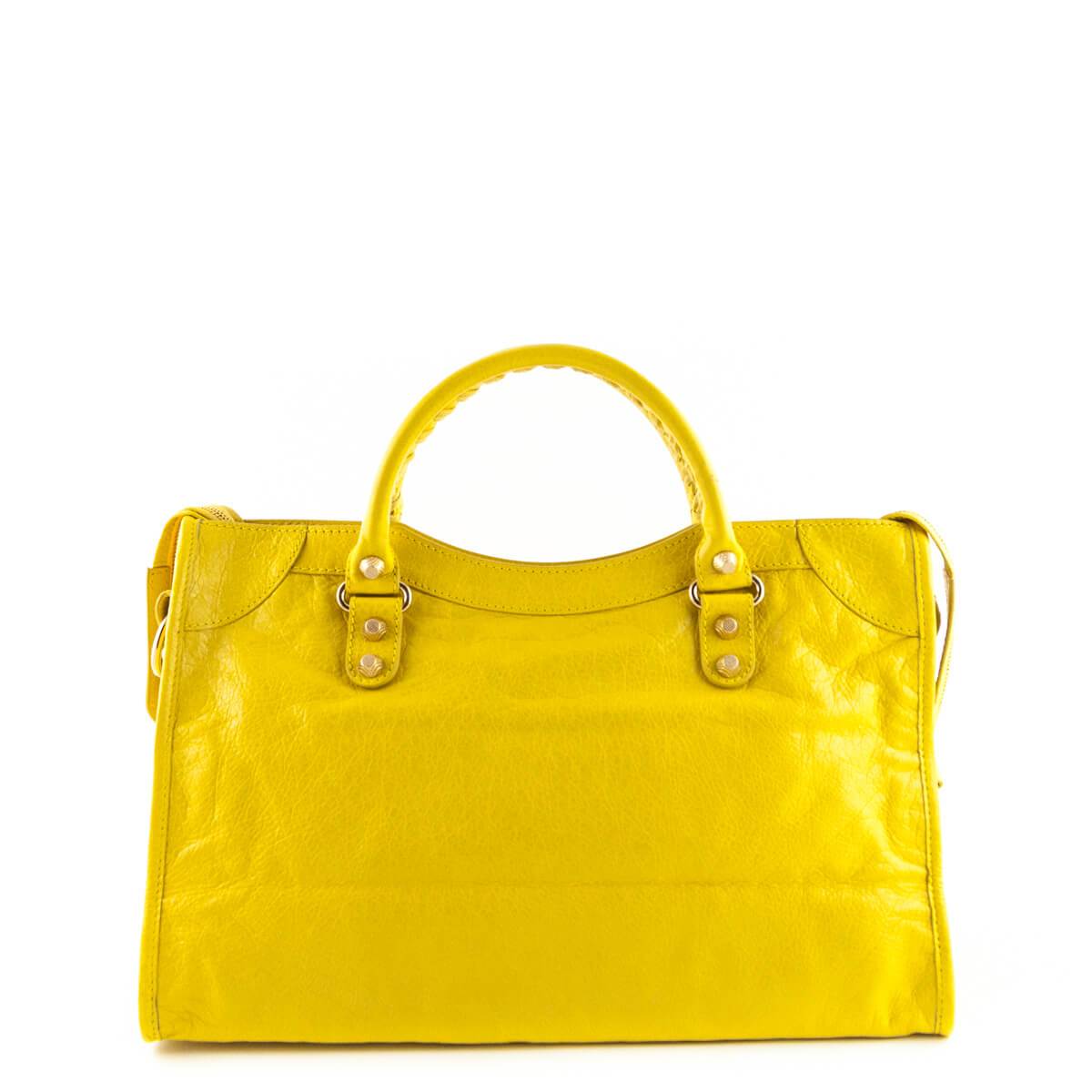 Balenciaga Curry Lambskin Giant 12 Gold City Bag