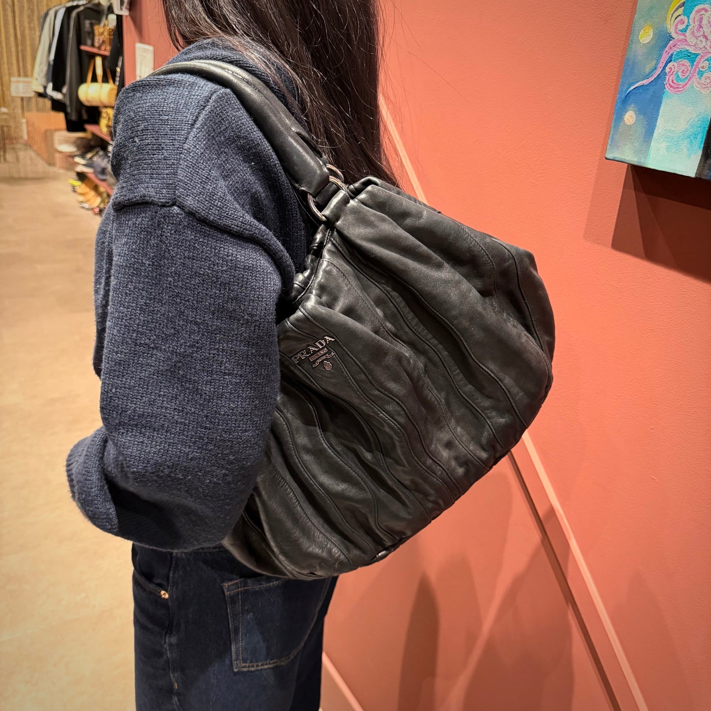 Prada Nappa Mordore Stripes Tote