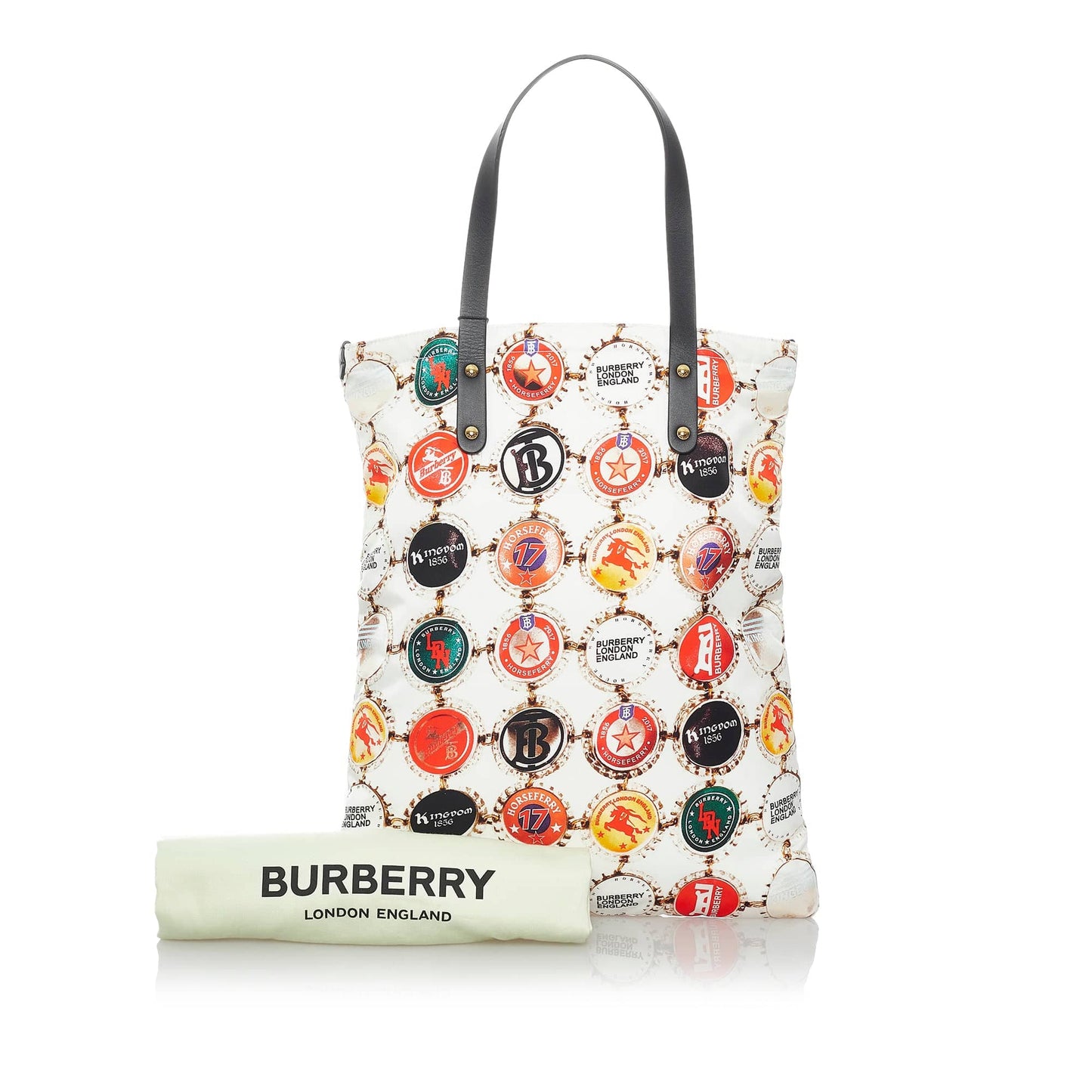 Burberry Flat dead white printed nylon canvas