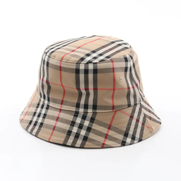 Burberry Neutral Patterned Check Bucket Hat
