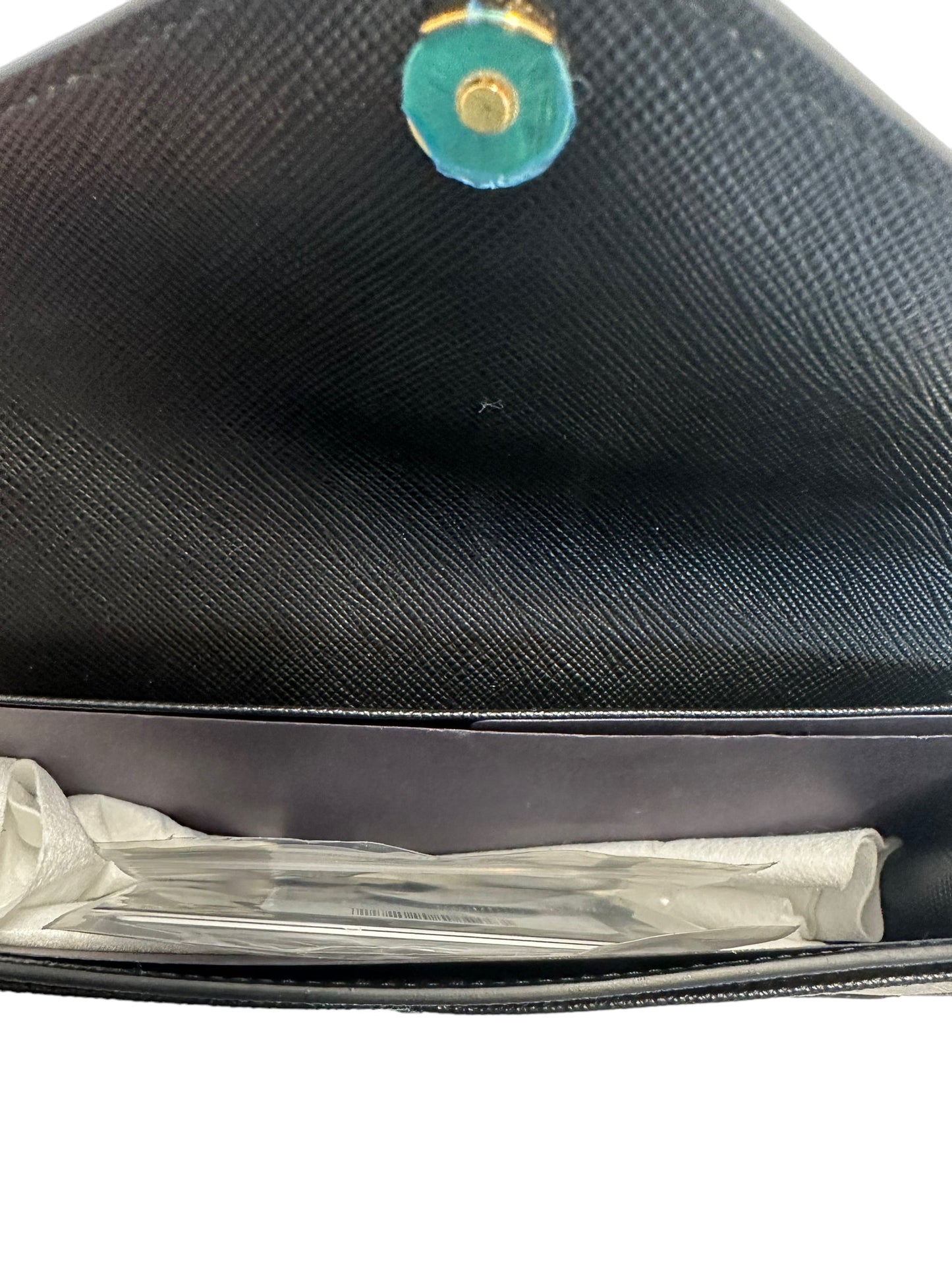 PRADA - Black Saffiano Envelope Chain Wallet