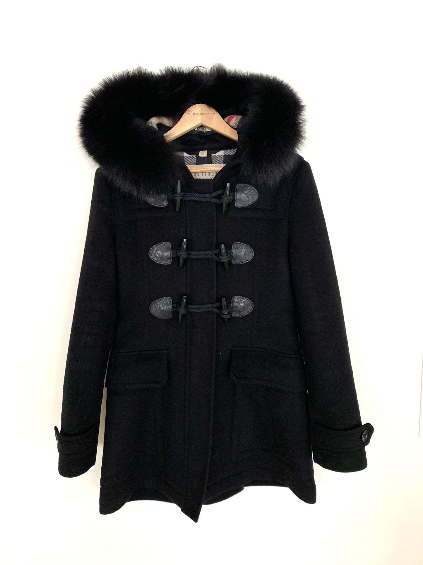 BURBERRY "BLACKWELL" Hooded Duffle Coat With Detachable Trim - Size UK 8 / US 6 / GER 36