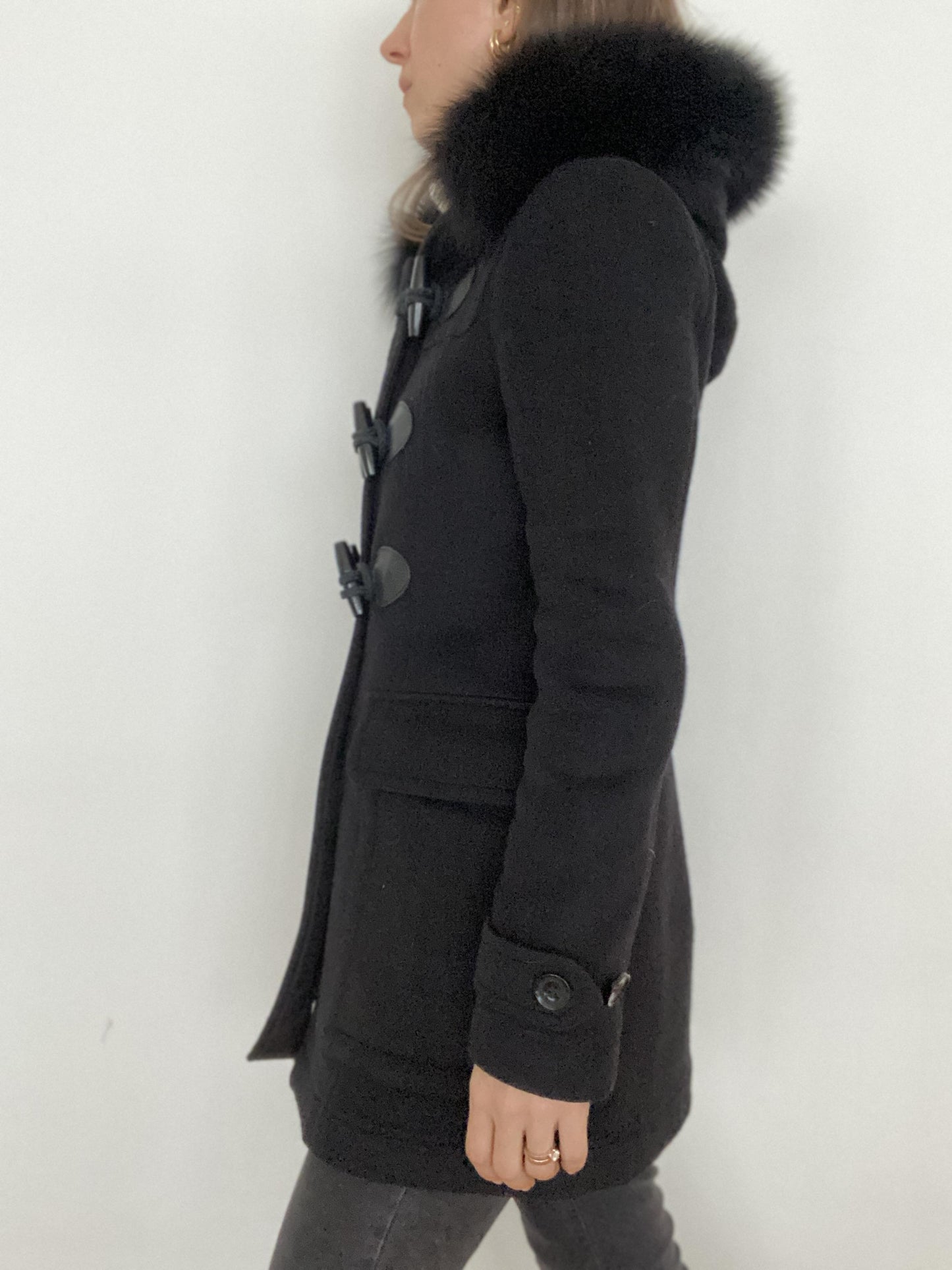 BURBERRY "BLACKWELL" Hooded Duffle Coat With Detachable Trim - Size UK 8 / US 6 / GER 36