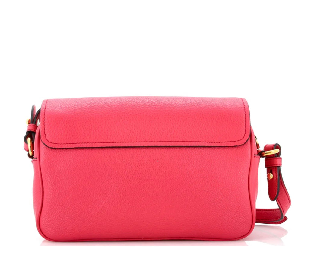 PRADA - Pink Flap Zip Crossbody Bag Vitello Phenix Small