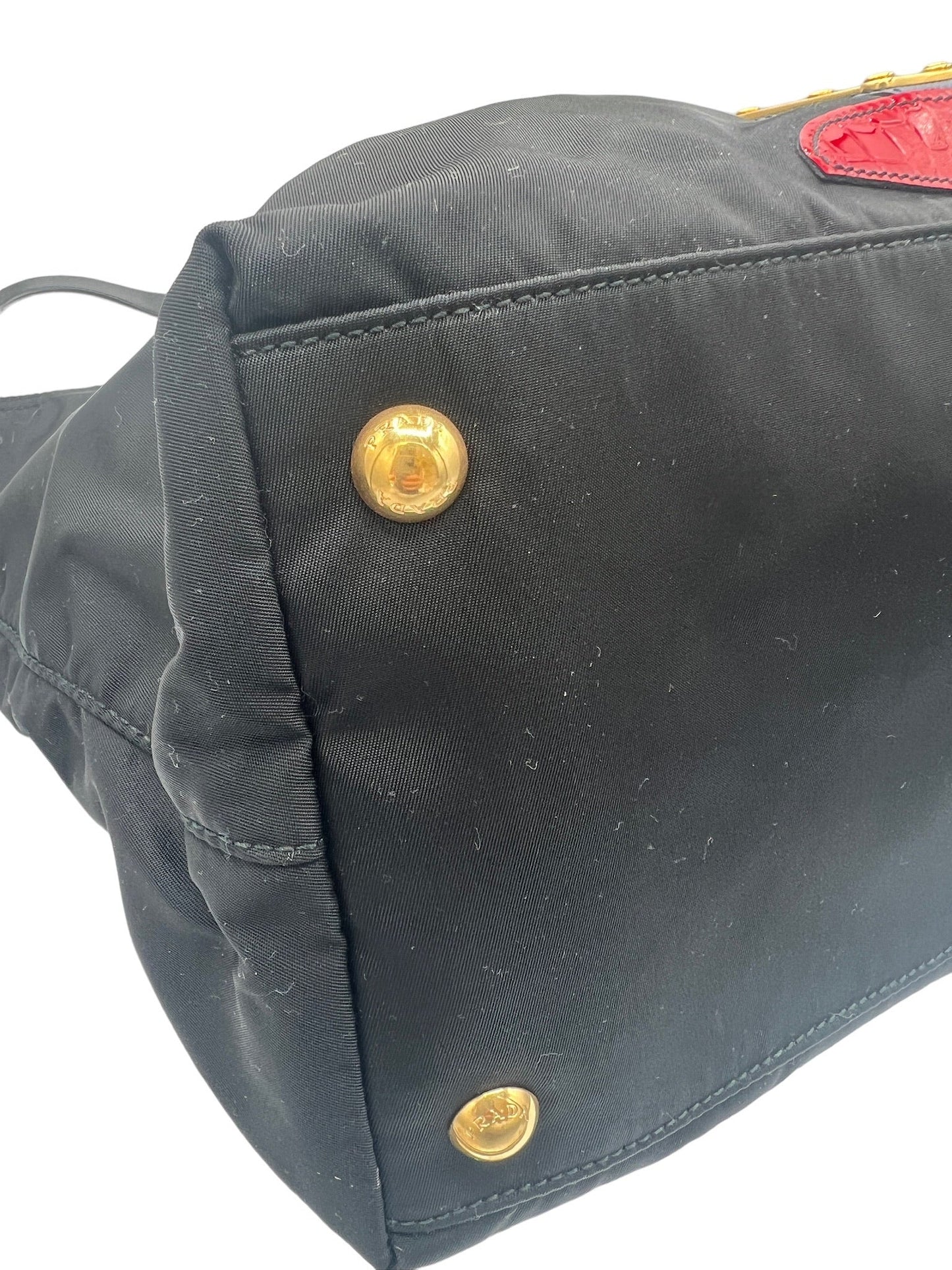 PRADA - Robot Black Dark Yellow Nylon Leather Hardware Shoulder Bag