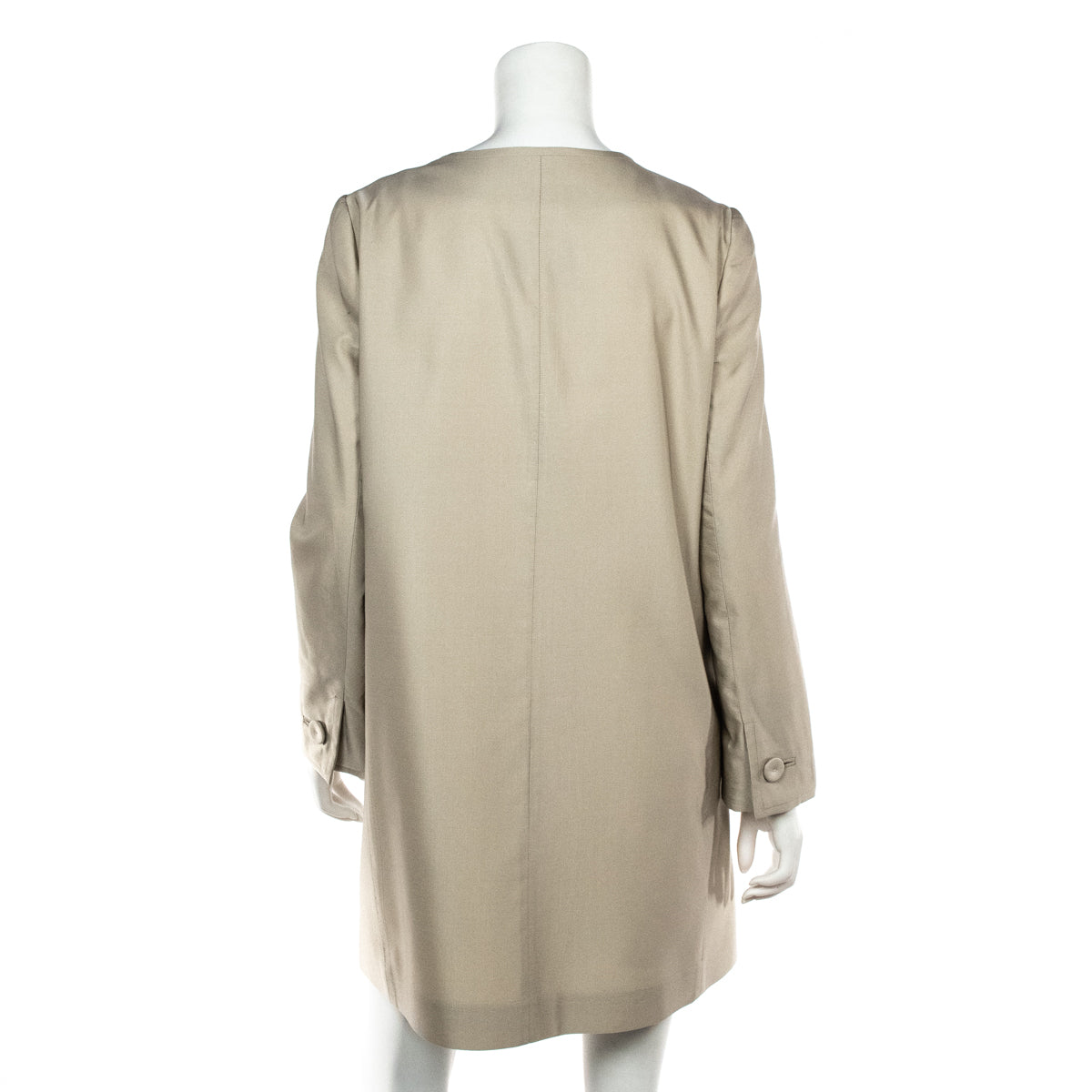 Prada Beige Silk Collarless Coat Size L