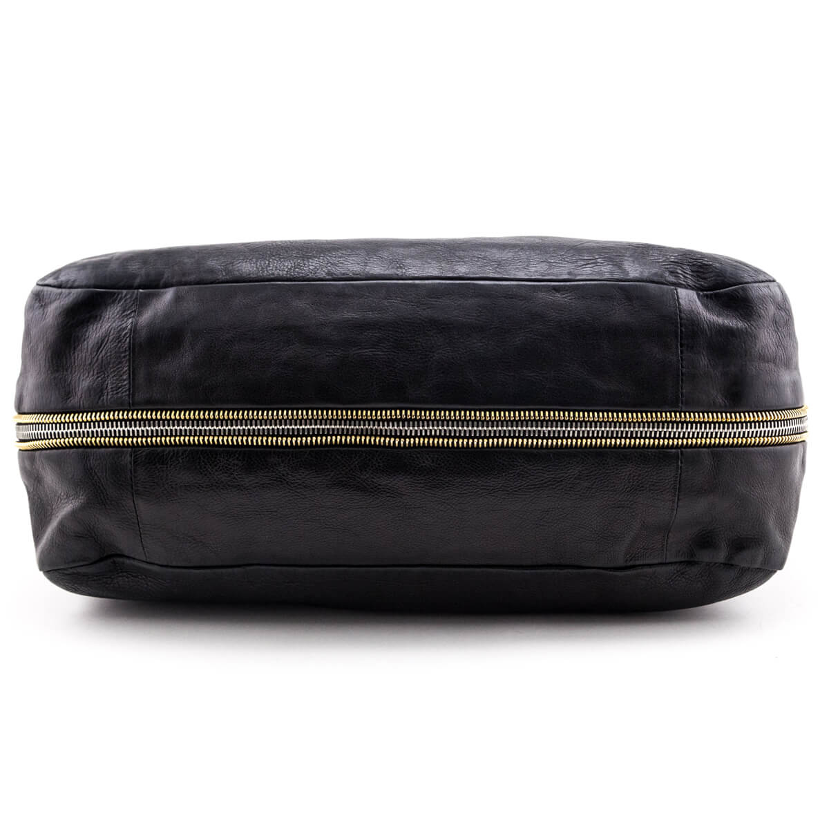 Prada Black Glace Calfskin Zippers Satchel
