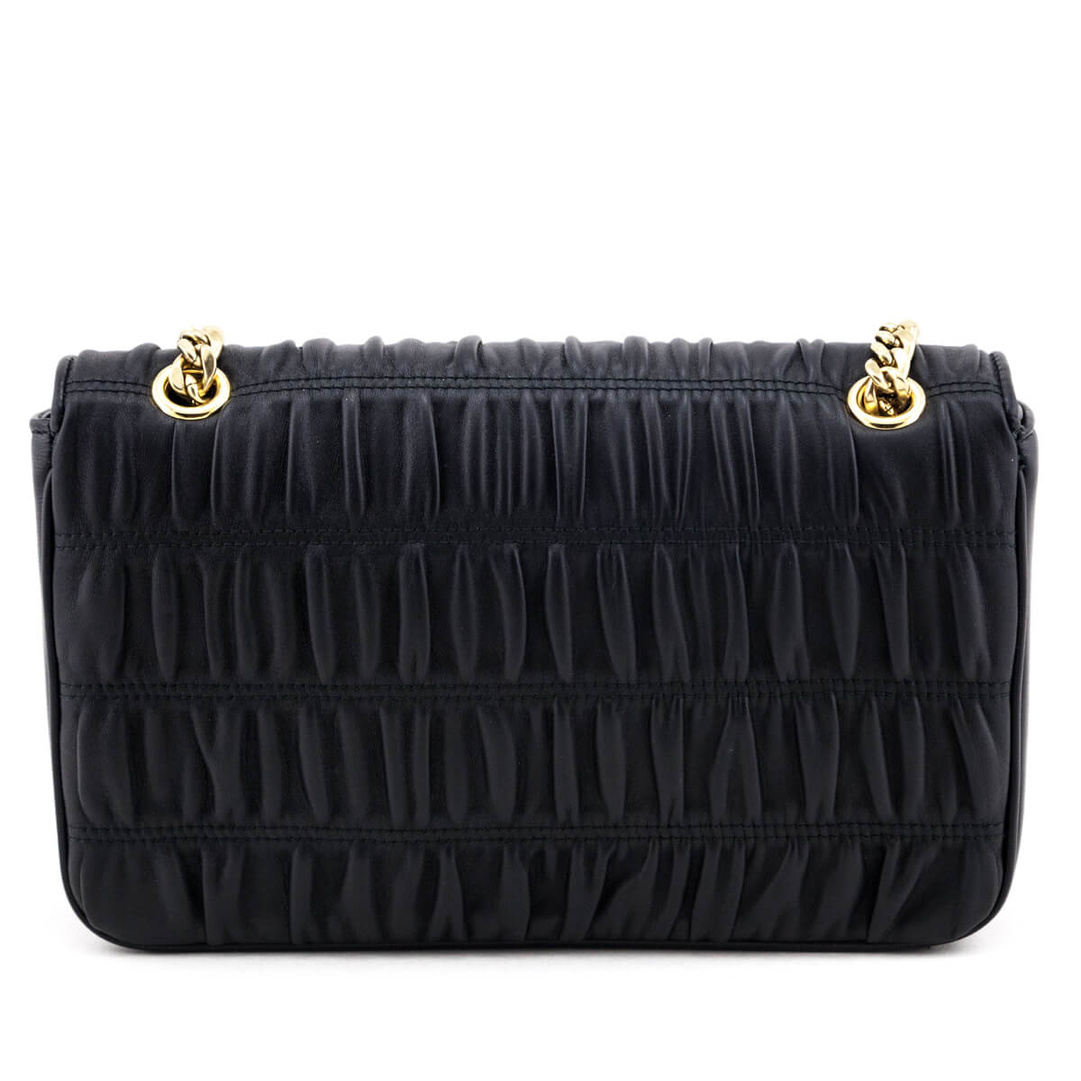Prada Black Nappa Gaufre Chain Flap Bag