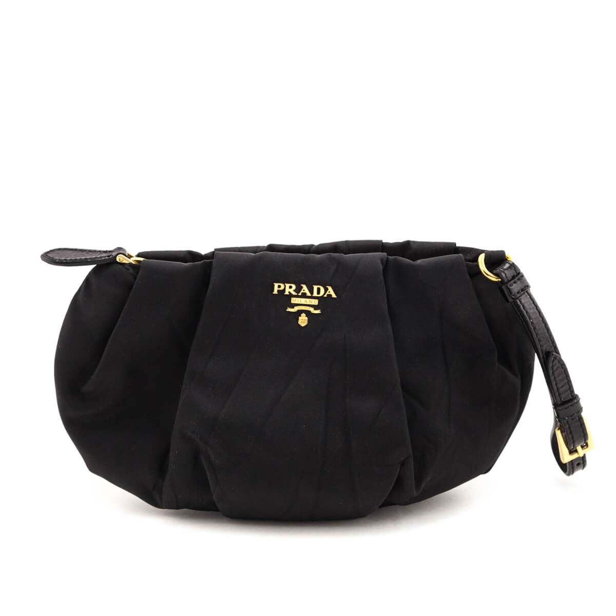 Prada Black Pleated Tessuto Wristlet
