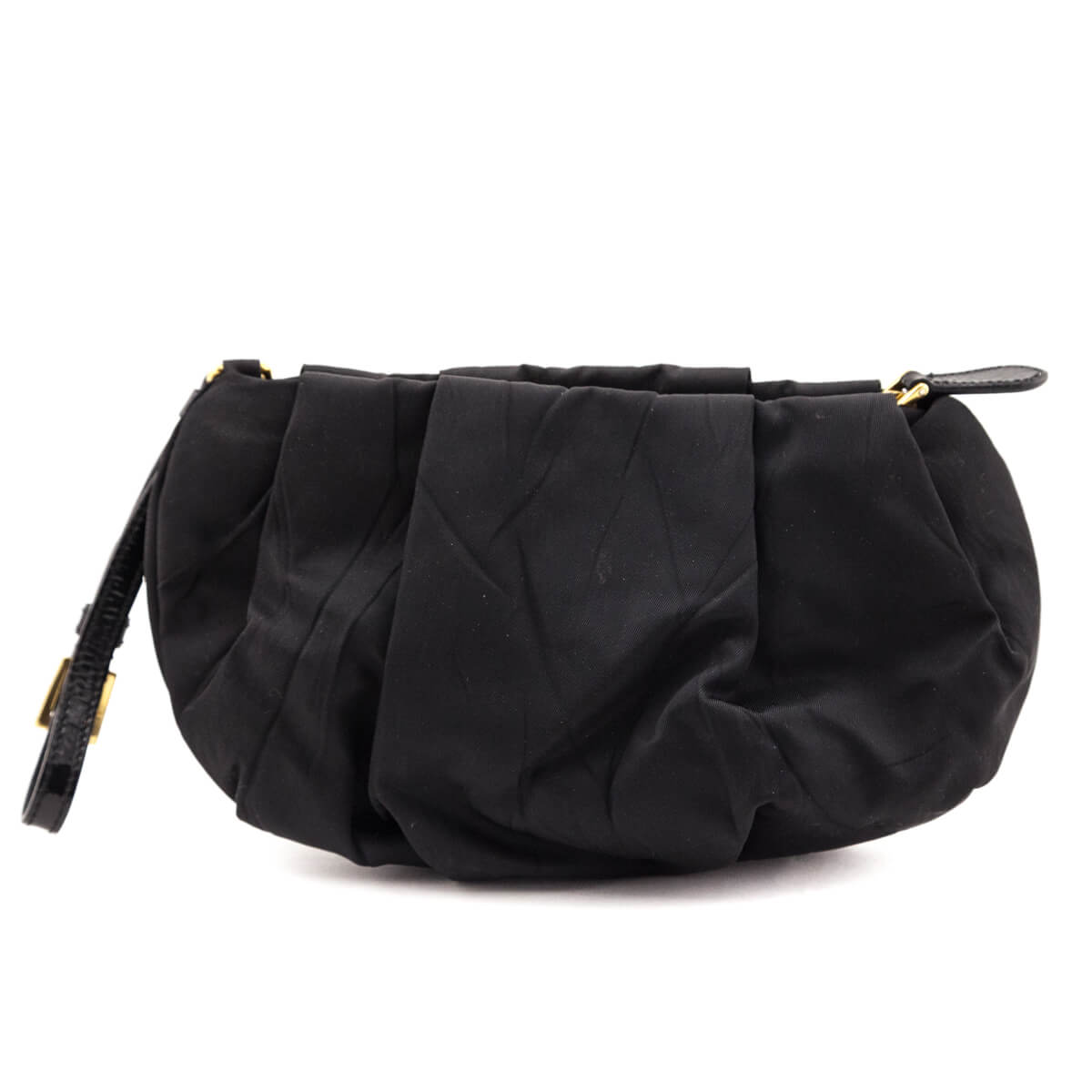 Prada Black Pleated Tessuto Wristlet