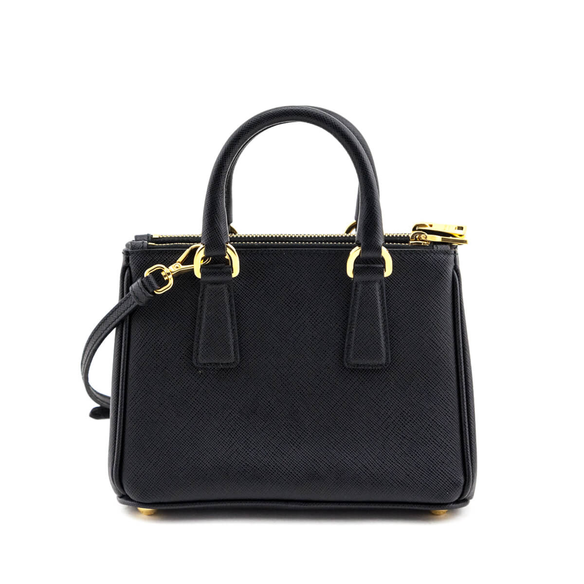 Prada Black Saffiano Lux Mini Galleria Double Zip Tote