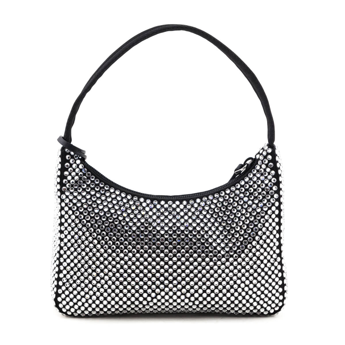 Prada Black Satin & Crystal Mini Re-Edition 2000 Bag