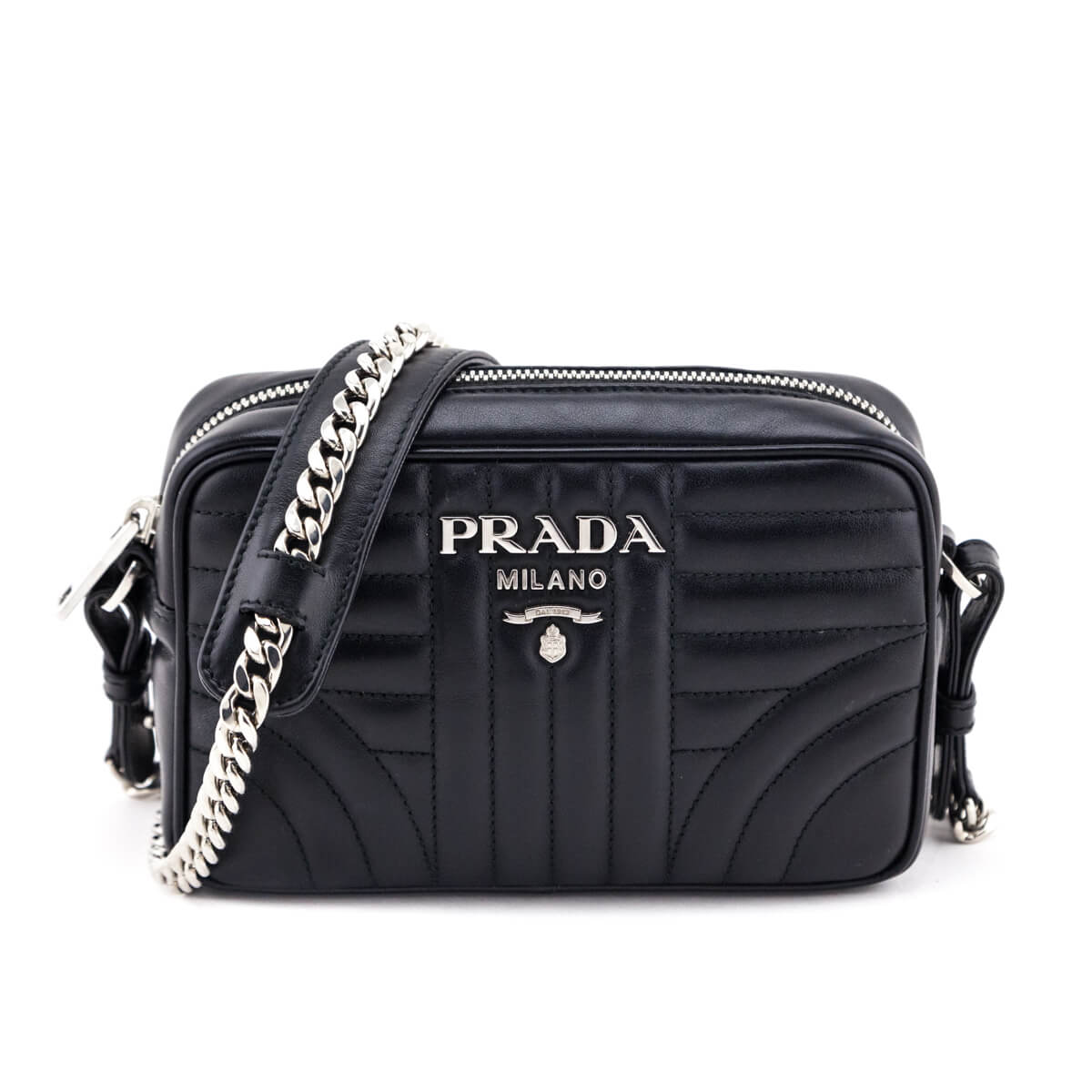 Prada Black Soft Calfskin Diagramme Camera Bag