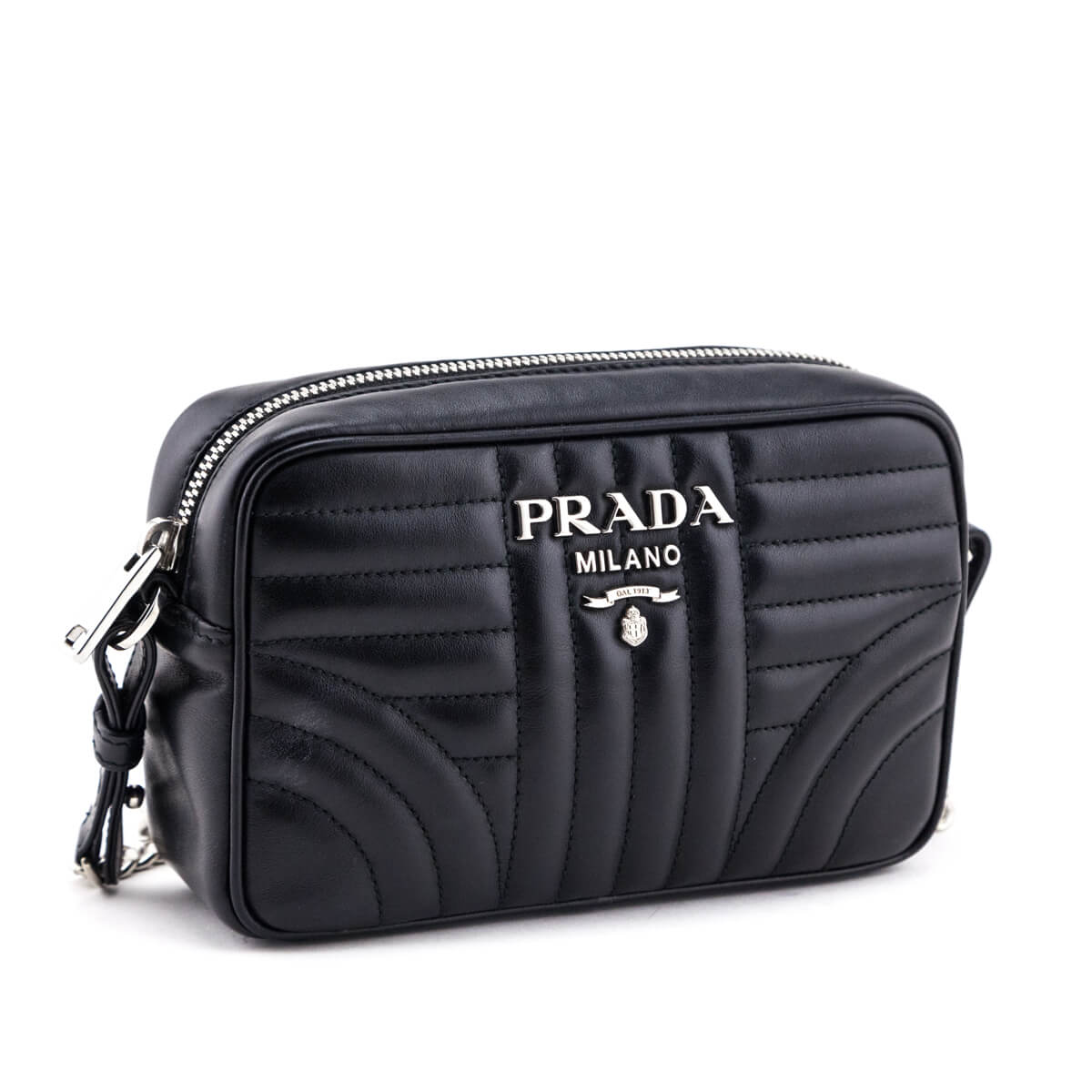 Prada Black Soft Calfskin Diagramme Camera Bag