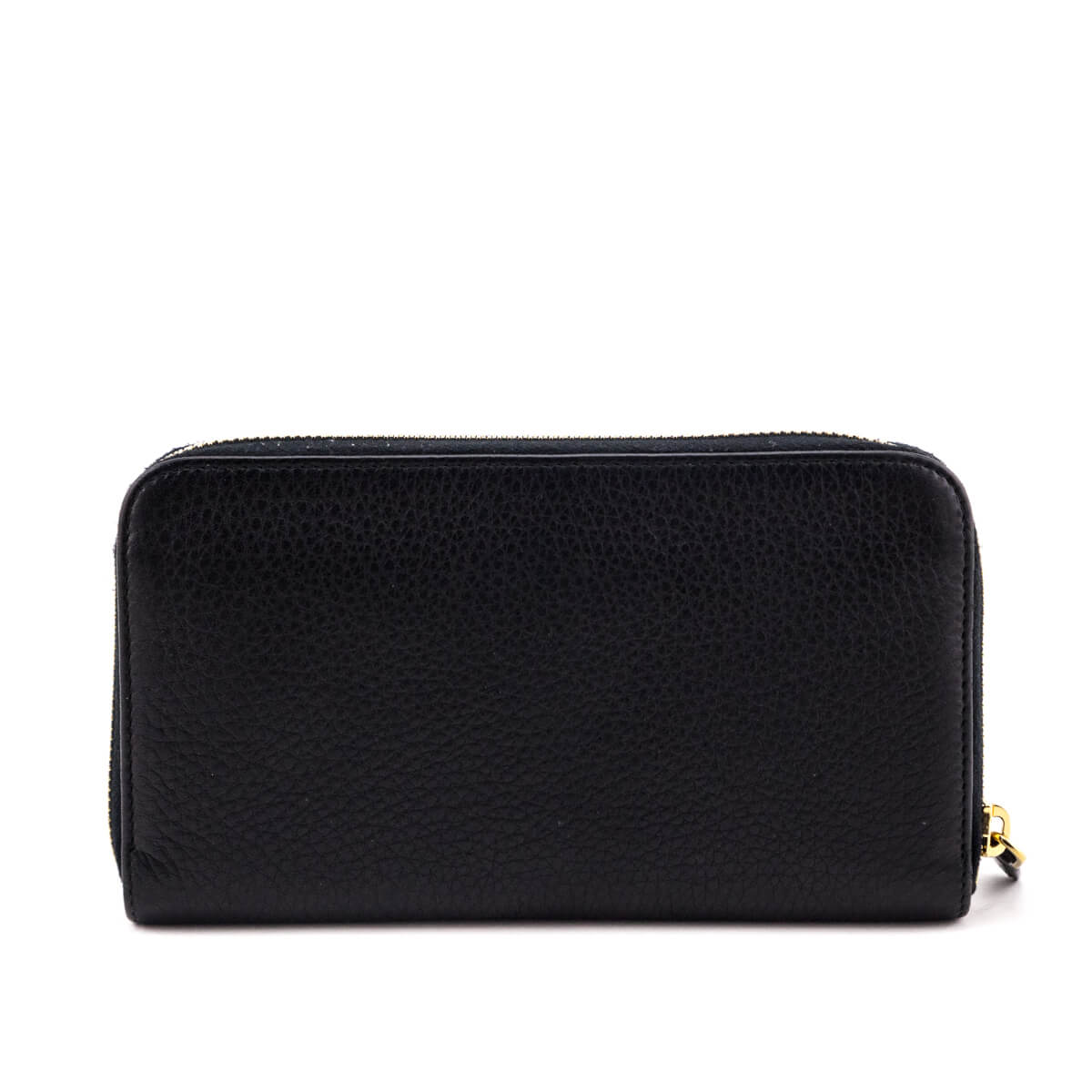 Prada Black Vitello Daino Zip Around Wallet