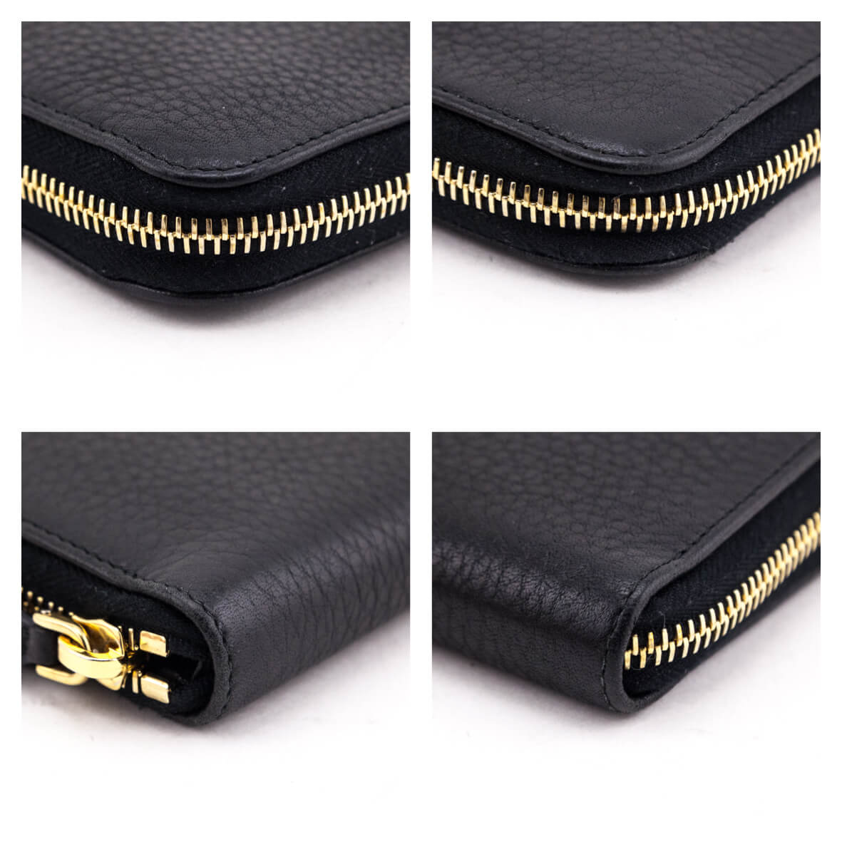 Prada Black Vitello Daino Zip Around Wallet
